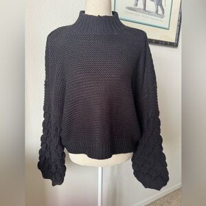 VENUS Black Textured Women's Sweater